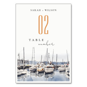 Numéro De Table Bateaux côtiers en boue à Harbour Mariage