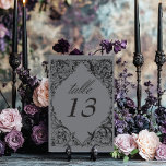Numéro De Table Batte victorienne jusqu'à la mort Mariage noir et<br><div class="desc">Élevez votre mariage gothique avec un numéro de table de mariage d'inspiration victorienne qui respire l'élégance et le mystère intemporels. Conçu pour ressembler à une reliure de livre antique, ce design époustouflant comprend un filigrane noir et gris qui évoque le charme d'une époque révolue. Laissez votre histoire d'amour se dérouler...</div>