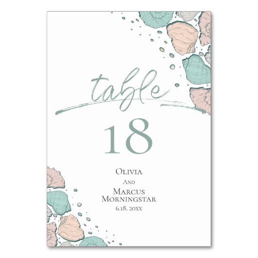 Numéro de table | Beach Shells Turquoise et Coral (Par défaut)