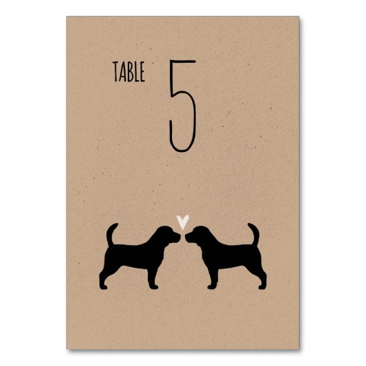 Numéro De Table Beagle Chien Silhouettes Réception de mariage (Dos)