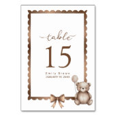 Numéro De Table Bearly Wait Neutral Teddy Baby Shower (Dos)