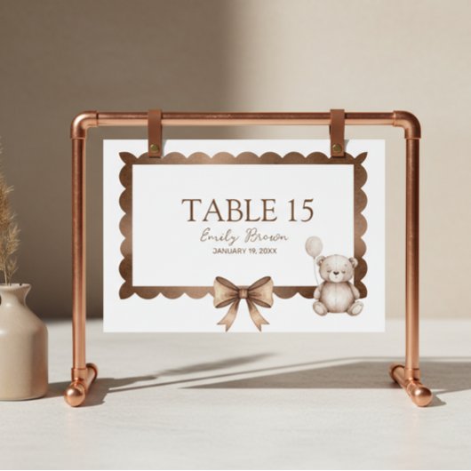 Numéro De Table Bearly Wait Neutral Teddy Baby Shower