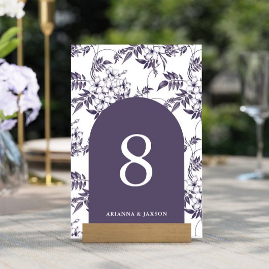 Numéro De Table Beau Mariage d'arc floral violet