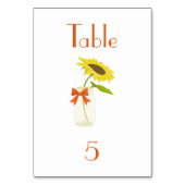 Numéro De Table Beau Mariage de tournesol (Dos)