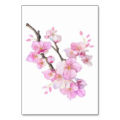 Numéro De Table Beau script de fleurs de cerisiers rose aquarelle (Dos)