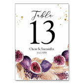 Numéro De Table Beauté moderne Figes violettes & Pampas & gouttes  (Dos)