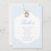 Numéro de table bébé garçon ballon ours en peluche (Devant)