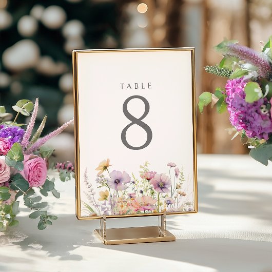 Numéro De Table Bébé pourpre dans le Baby shower Fleur sauvage fle