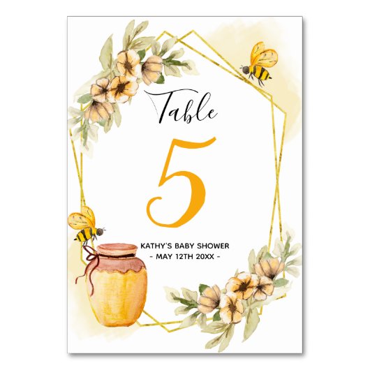 Numéro De Table Bee Botanical Modern Numéro de tableau (Dos)