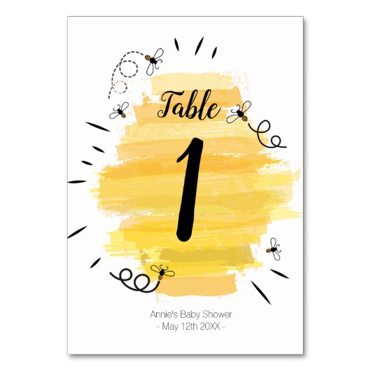 Numéro De Table Bee Modern Numéro de tableau (Dos)