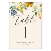 Numéro De Table Beige Aquarelle fleurie Mariage (Dos)