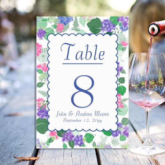 Numéro De Table Belle aquarelle Hydrangea Mix