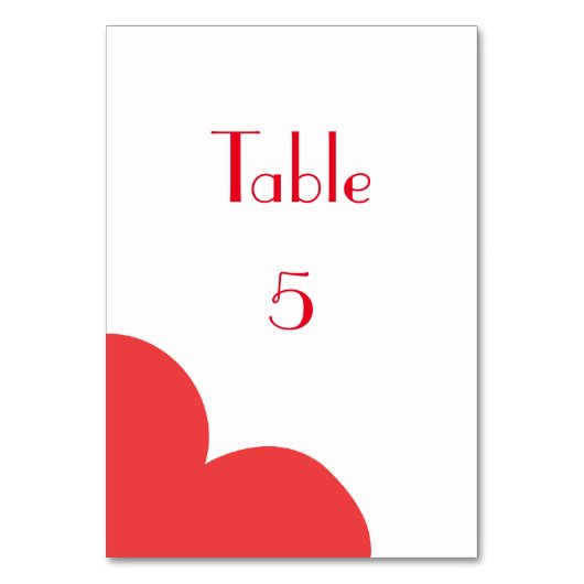Numéro De Table Belle conception de coeur rouge et blanc (Par défaut)