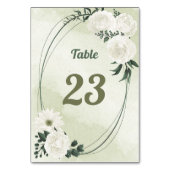 Numéro De Table belle fleurs blanches vert feuille géométrique (Dos)
