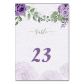 Numéro De Table belle fleurs violettes vert feuille botanique (Dos)