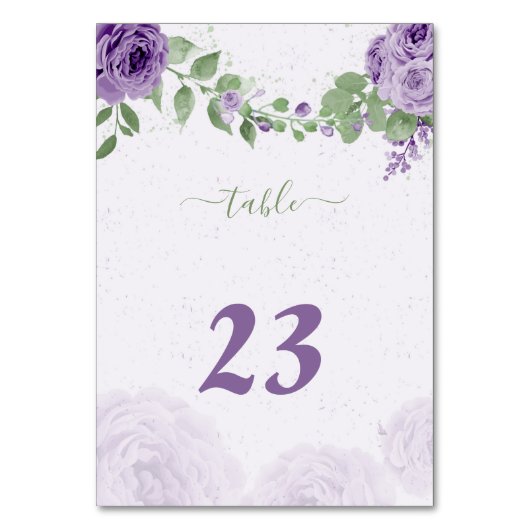 Numéro De Table belle fleurs violettes vert feuille botanique (Par défaut)