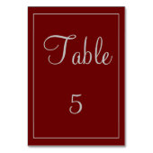 Numéro De Table Belle Rouge et Gris (Dos)