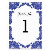 Numéro De Table Belle suite Mariage Baroque Bleue & Blanc (Dos)