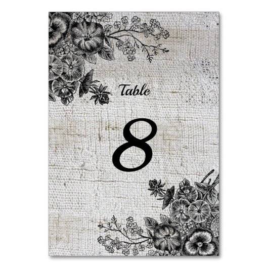 Numéro De Table Belle table de Mariage de fleurs noir/gris (Dos)