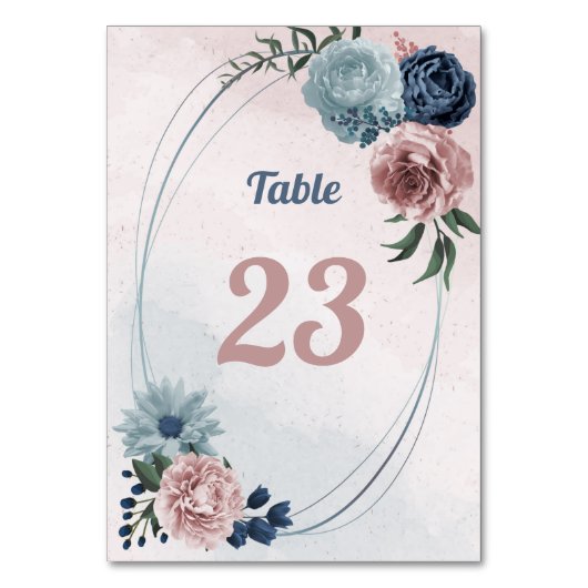 Numéro De Table belle végétation fleurie rose bleu (Par défaut)