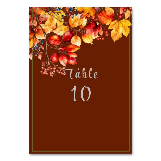 Numéro De Table Belles feuilles d'automne et baies Mariage d'autom (Par défaut)