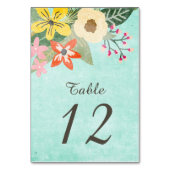 Numéro De Table Belles fleurs Aquarelle Mariage floral / Aqua (Dos)
