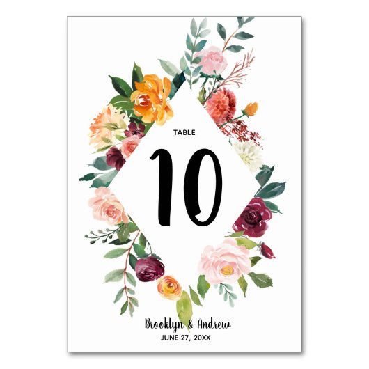 Numéro De Table Belles fleurs d'automne Mariages numéros de tablea (Par défaut)