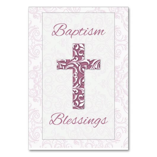 Numéro De Table Bénédictions de baptême fille Rose Croix Damassé T (Par défaut)