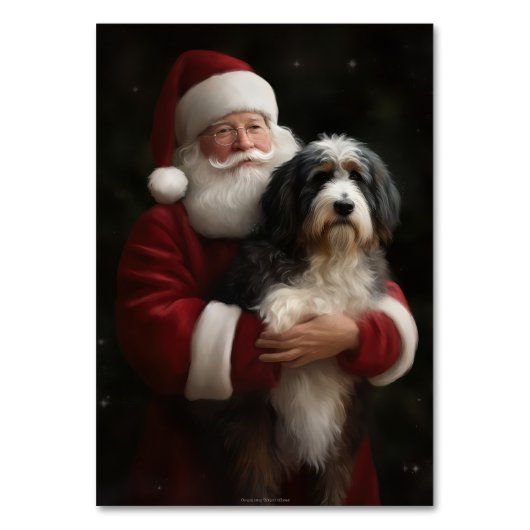 Numéro De Table Bernedoodle avec Noël Festif du Père Noël (Dos)