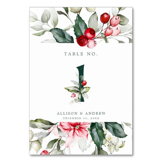 Numéro De Table Berry d'hiver no 1 Numéro de tableau (Dos)