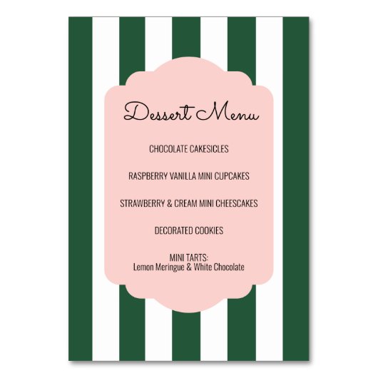 Numéro De Table Beverly Hills Pink & Green Dessert Menu Signal (Dos)