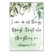 Numéro De Table Bible Verse Philippians Card (Dos)