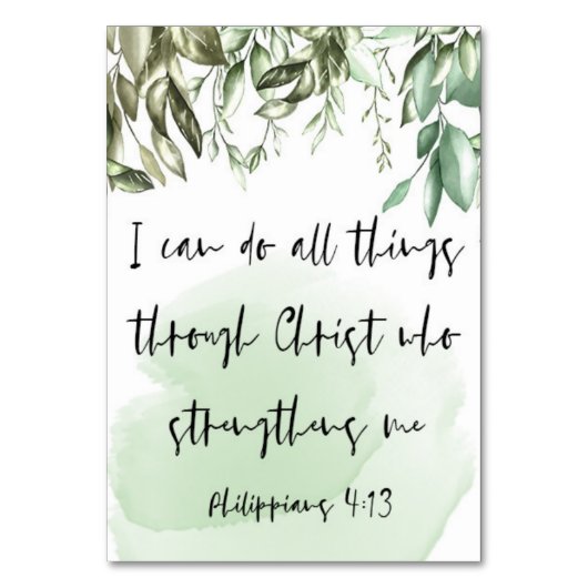 Numéro De Table Bible Verse Philippians Card (Dos)