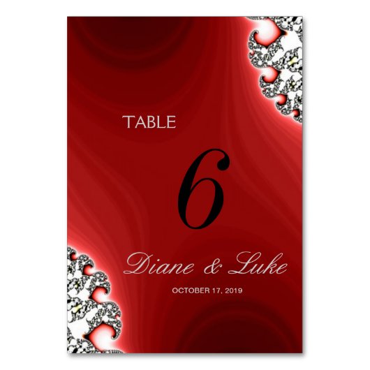Numéro De Table Bijoux étincelante Mariage rouge Menu+Carte table (Par défaut)