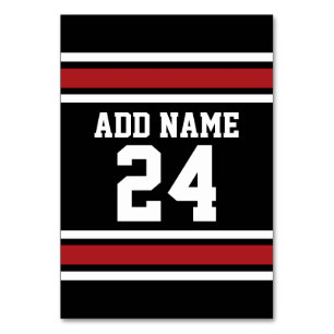 Numéro De Table Black and Red Sports Jersey Nom personnalisé Numér