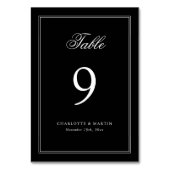 Numéro De Table Black and White Script Wedding (Dos)