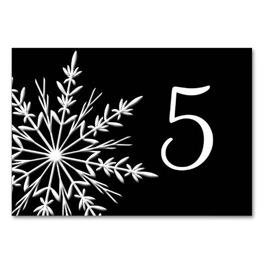 Numéro De Table Black and White Snowflakes Winter Table Numbers (Dos)