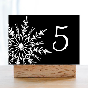 Numéro De Table Black and White Snowflakes Winter Table Numbers