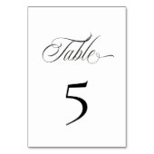 Numéro De Table Black and White Table Number Card (Dos)