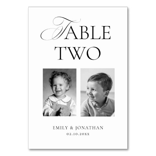 Numéro De Table Black and White Wedding Photo  (Par défaut)