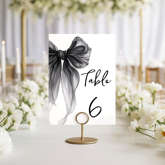 Numéro De Table Black Bow Coquette Themed Wedding Table Number
