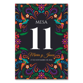 Numéro De Table Black Colorful Floral Nuestra Boda Spanish Wedding