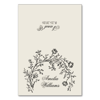 Numéro De Table Black Cream Floral Boho Wedding Place Cards