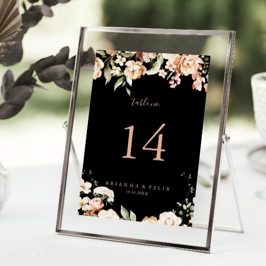 Numéro De Table Black Forme Royal Floral Mariage