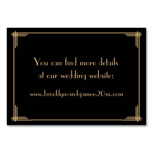 Numéro De Table Black Great Gatsby Art Déco Mariage Logement (Dos)