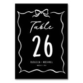Numéro De Table Black Hand Drawn White Bow Wedding (Dos)