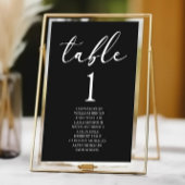 Numéro De Table Black Minimalist Elegant Classic Basic Wedding