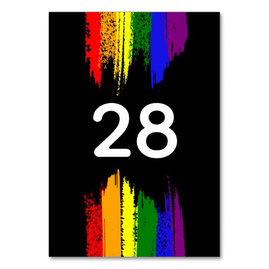 Numéro De Table Black Paint Strokes Pride drapeau LGBT Mariage (Par défaut)