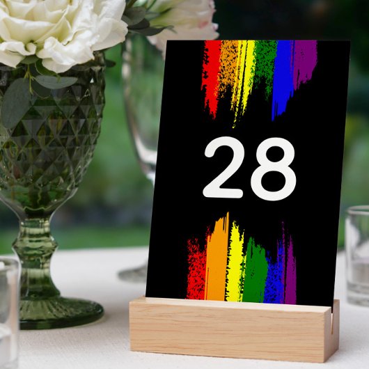 Numéro De Table Black Paint Strokes Pride drapeau LGBT Mariage