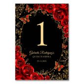 Numéro De Table Black Red Gold Quinceanera (Dos)